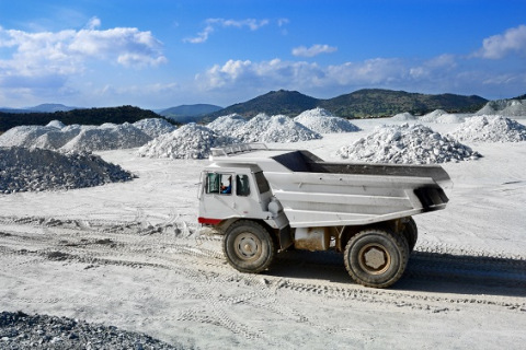 Talc mine with truck