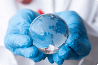 Doctor holding globe